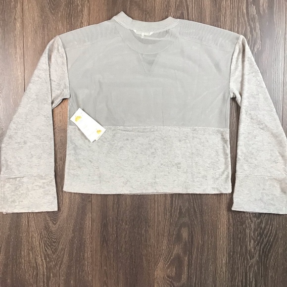 C&C California Women’s Retro Style Sheer Mesh Back Grey Sweatshirt Sz S UM4099C - Picture 12 of 13